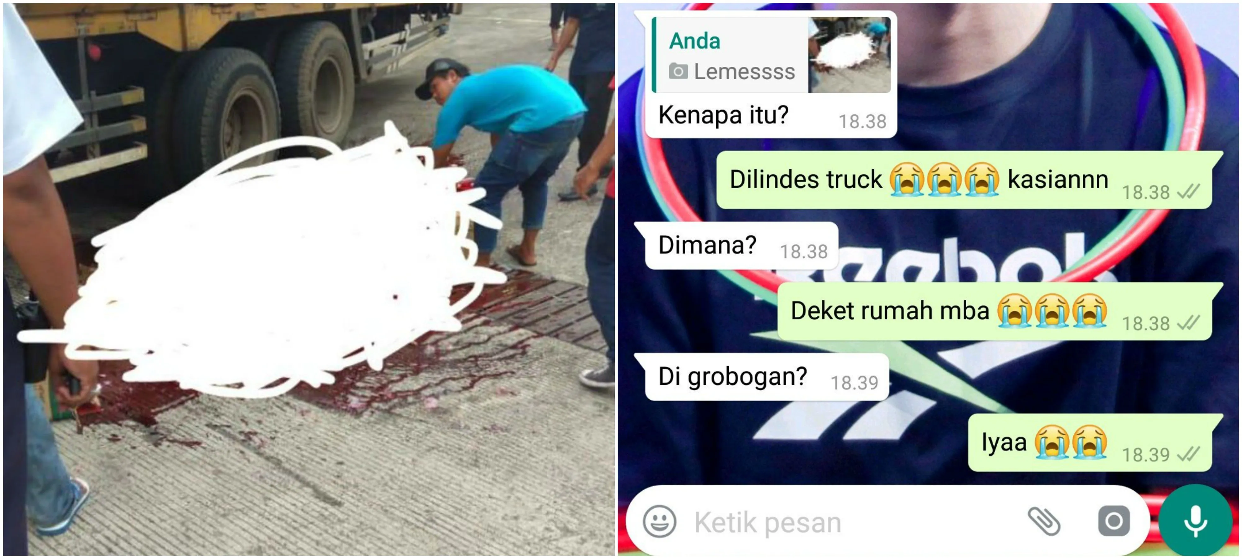 9 Reaksi Orang yang Ketipu oleh Foto 'Terlindas Truk'. Gambar Disensor Gini Emang Bikin Ngeri sih! 14