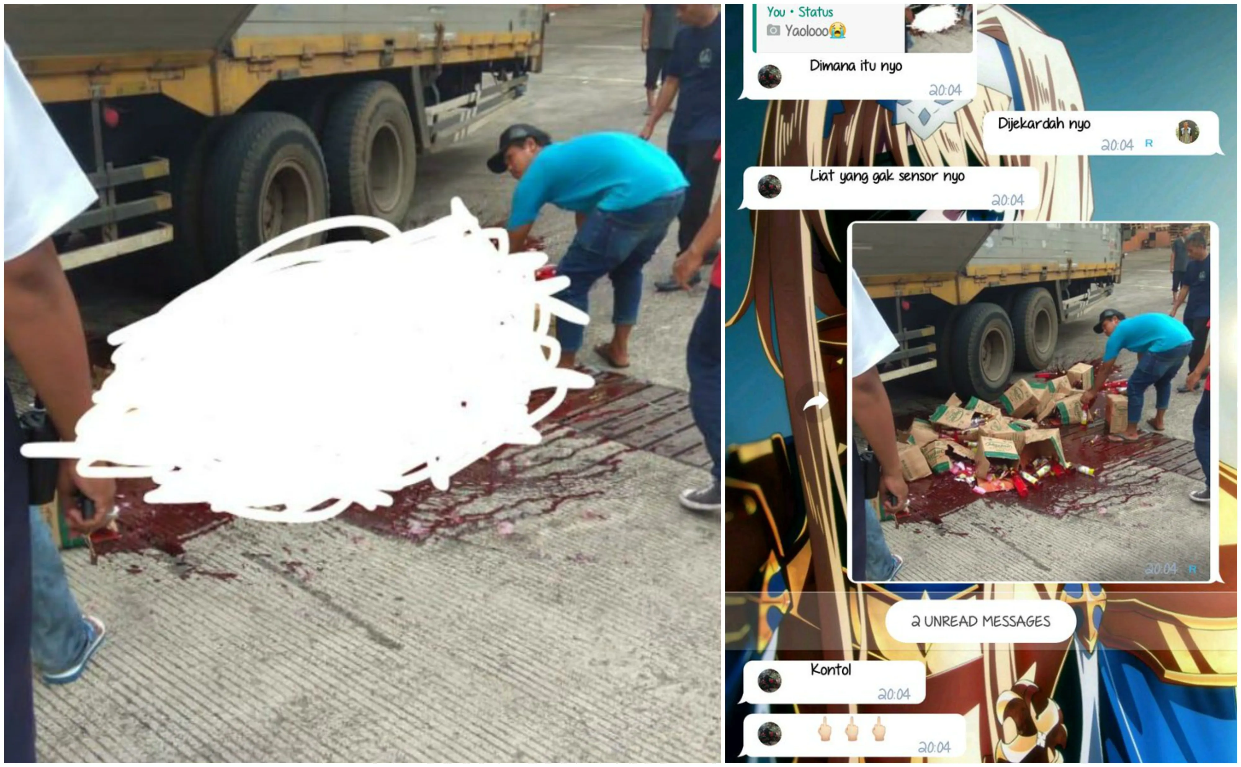 9 Reaksi Orang yang Ketipu oleh Foto 'Terlindas Truk'. Gambar Disensor Gini Emang Bikin Ngeri sih! 17