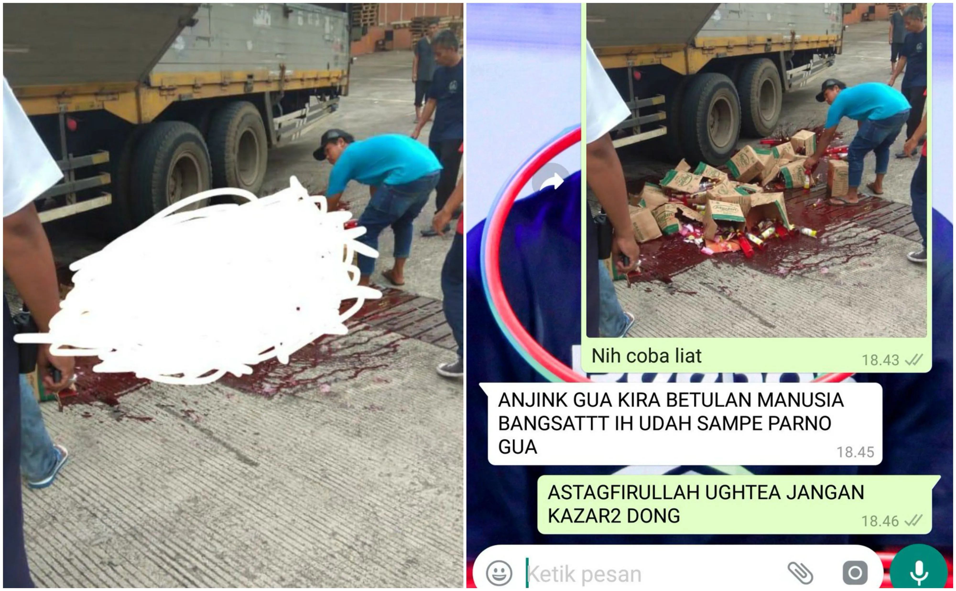 9 Reaksi Orang yang Ketipu oleh Foto 'Terlindas Truk'. Gambar Disensor Gini Emang Bikin Ngeri sih! 18