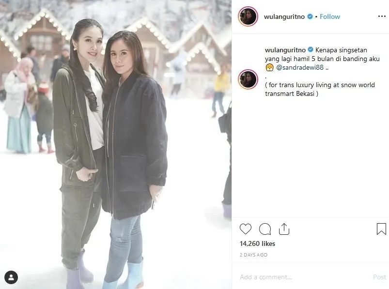 Foto Bareng Sandra Dewi, Wulan Guritno: 'Singsetan yang Hamil 5 Bulan daripada Aku!' 3