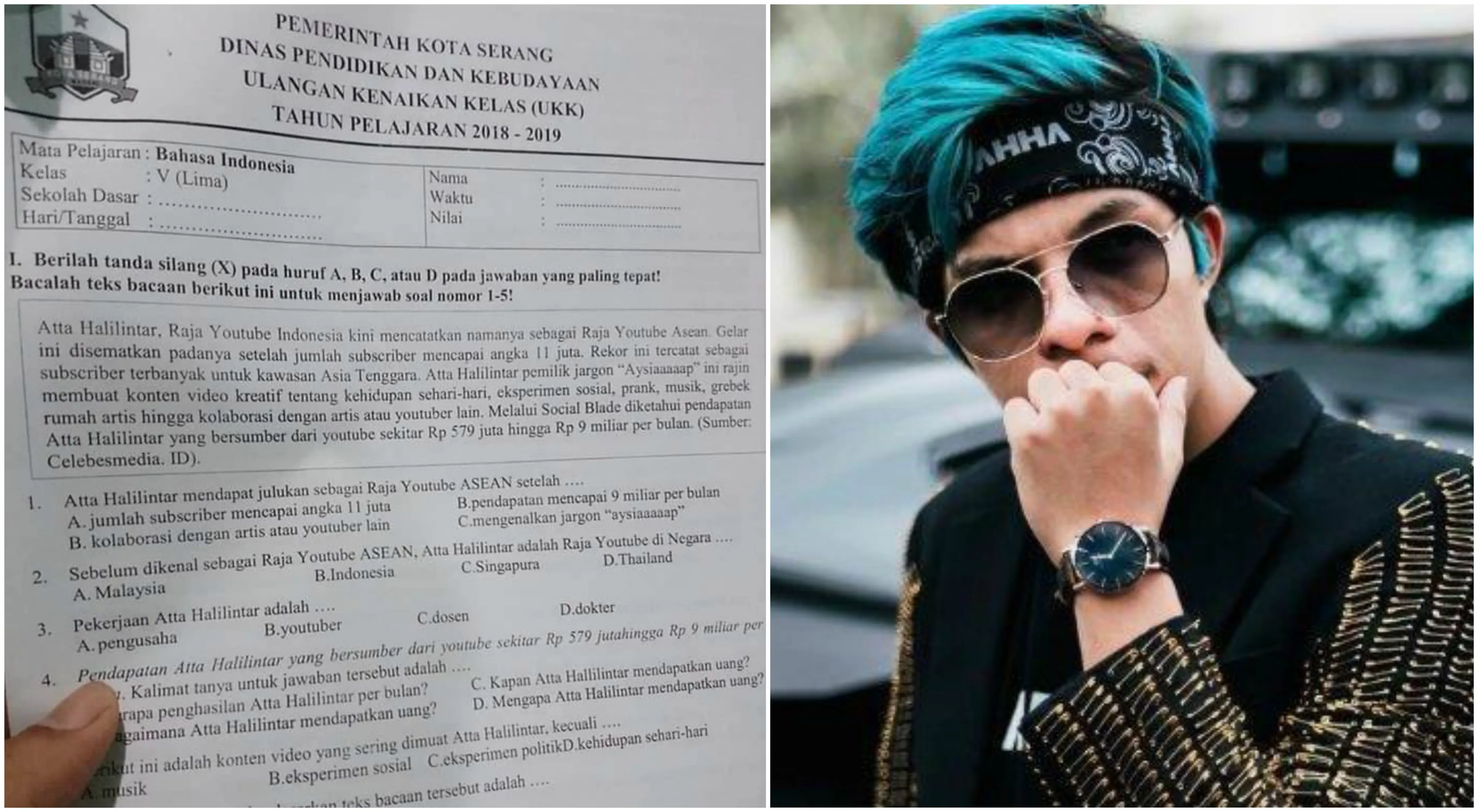 Pro Kontra Atta Halilintar Jadi Soal Ujian SD di Serang. Dibilang Kurang Pas Jadi ‘Sosok Nasional’