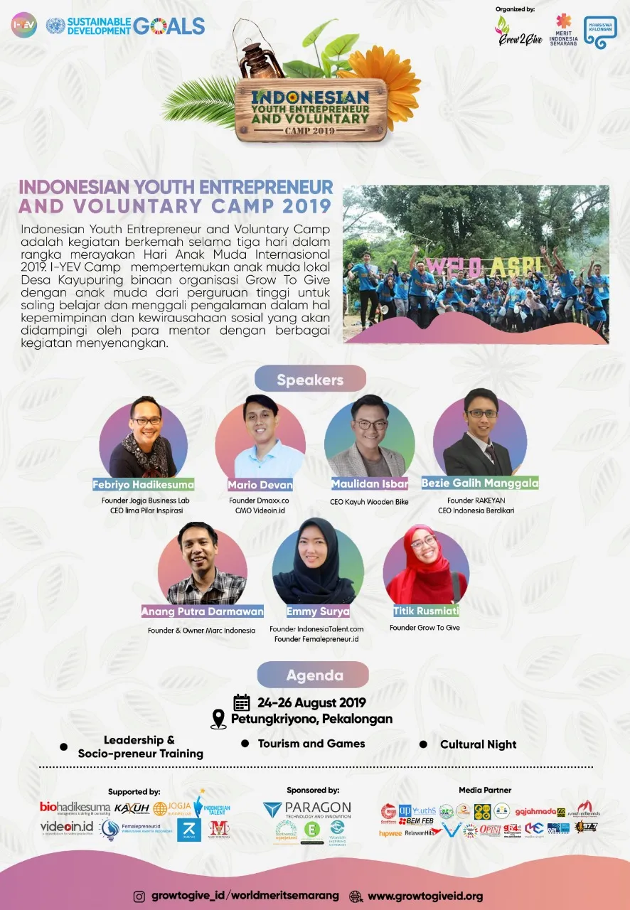 I-YEV Camp 2019: Berkemah Mengasah Jiwa Bisnis, Kepemimpinan dan Kerelawanan Anak Muda
