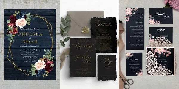10 Ide Undangan Cantik Bernuansa Warna Gelap