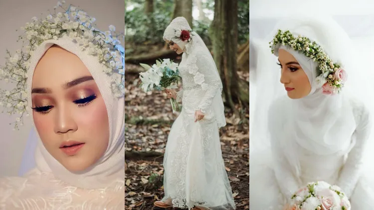 12 Ide Wedding Hijab Do dengan Mahkota Bunga