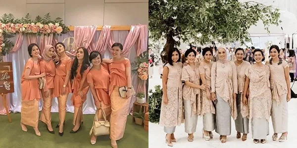 10 Busana Bridesmaid Beraksen Lipit Drapery. Kain Polos Sampai Brokat, Bisa Dijahit Gaya Ini