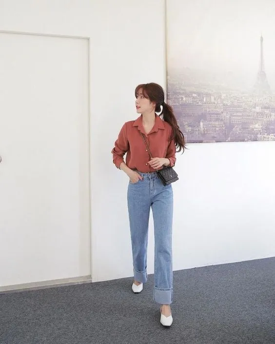 9 OOTD Style Kemeja, Jeans & Sneakers Kekinian 16