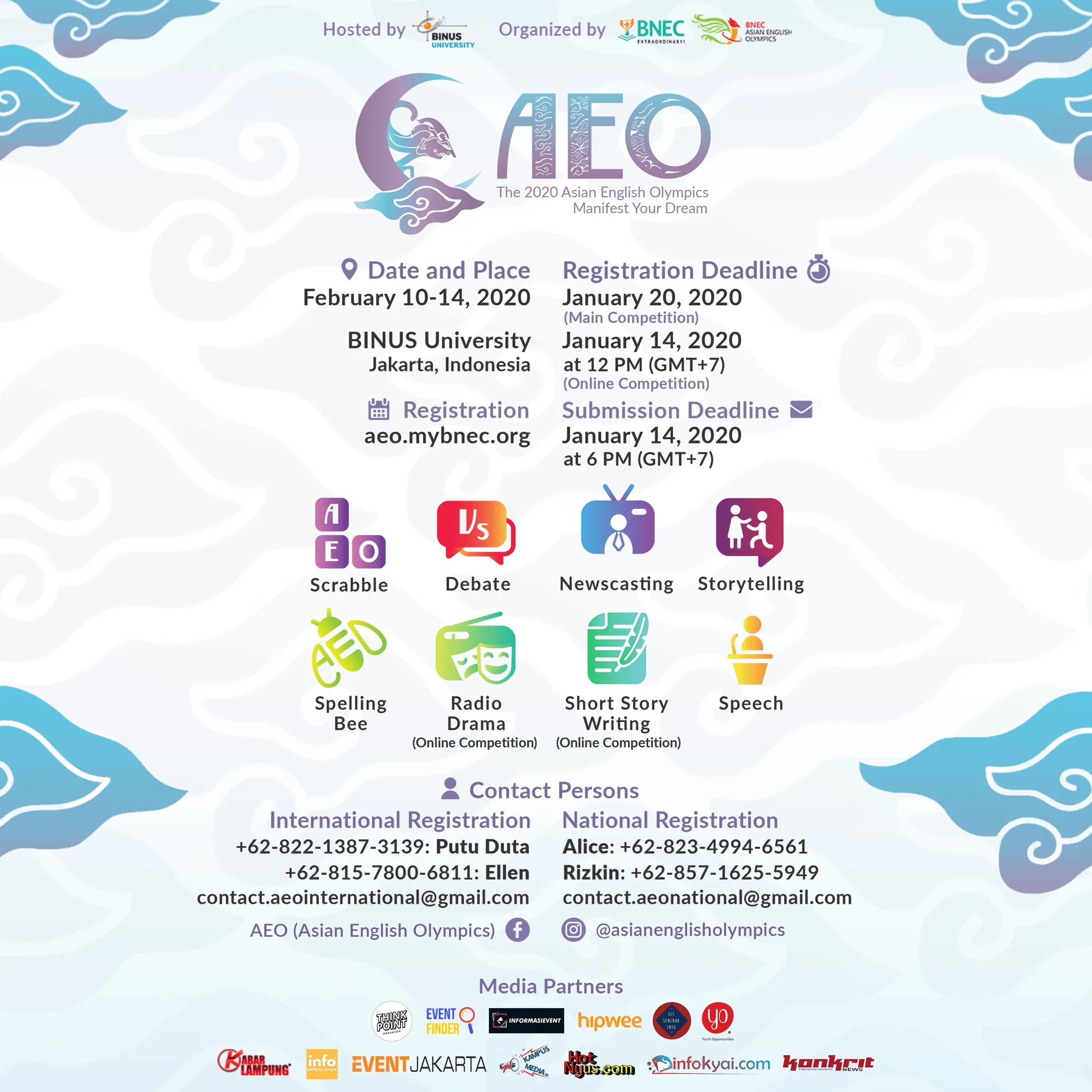 The 2020 Asian English Olympics Kembali Hadir dengan Tema “Manifest Your Dream”
