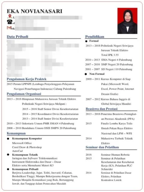 6 CV Fresh Graduate Tanpa Pengalaman + Cara Buatnya 14