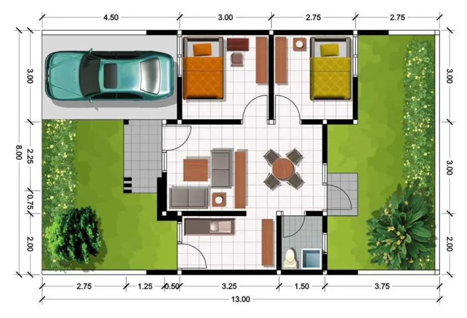 9 Desain & Denah Rumah Type 36 Sederhana Minimalis 18 Desain & Denah Rumah Type 36
