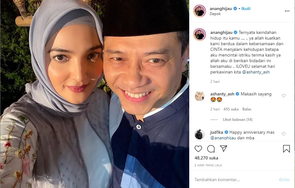 Rayakan Anniversary Pernikahan Ke-8, Begini Ungkapan Romantis Anang dan Ashanty. Romantis! 4