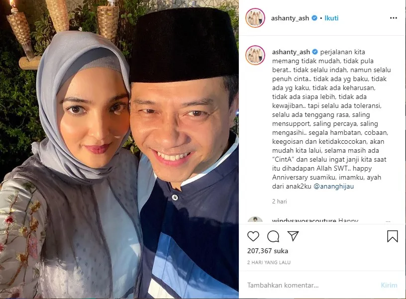 Rayakan Anniversary Pernikahan Ke-8, Begini Ungkapan Romantis Anang dan Ashanty. Romantis! 5