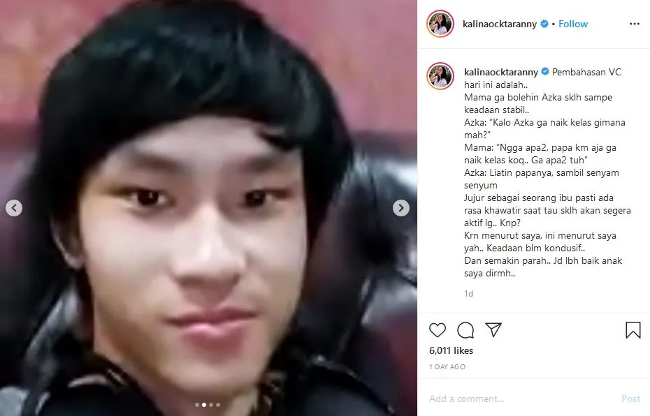 Tak Izinkan Azka Masuk Sekolah dalam Waktu Dekat, Kalina Ocktaranny: Nggak Apa-Apa Nggak Naik Kelas 3