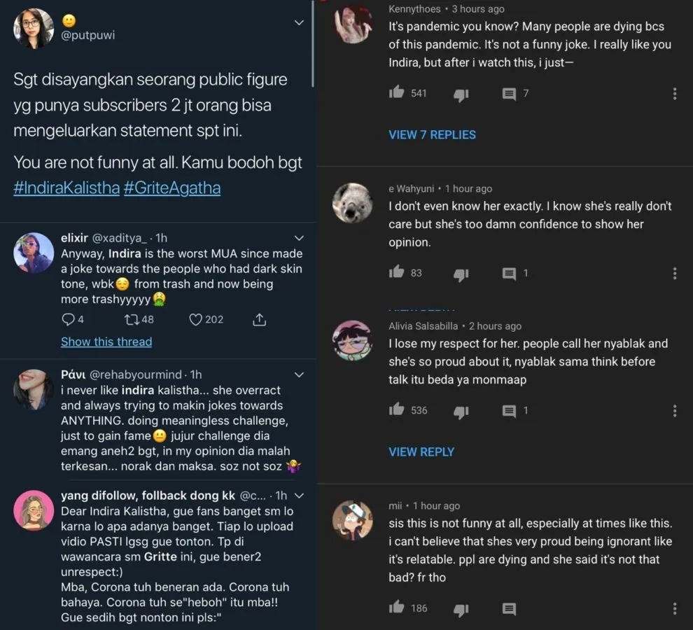 Menggampangkan Pandemi Corona, Vlog Gritte Agatha dan Indira Kalistha Banjir Kritikan 4