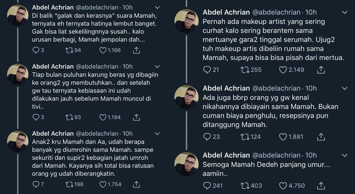 Gara-Gara Hoax Mamah Dedeh Meninggal, Abdel Ungkap Sosok Asli Sang Ustazah: Hatinya Lembut Banget 4