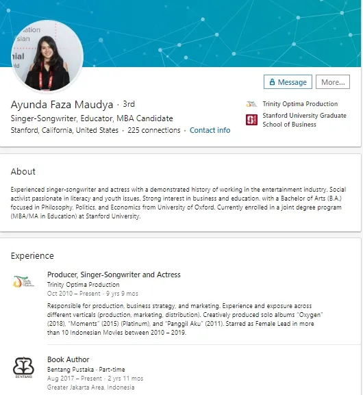 6 Profil Linkedin Artis yang Bisa Ditilik dan Dipelajari. Bukan Sekadar Buat Pamer Prestasi! 9