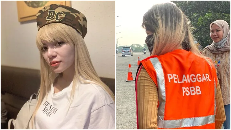 Langgar Aturan PSBB, DJ Dinar Candy Dihukum Menyapu Jalanan. Kenakan Rompi “Pelanggar”