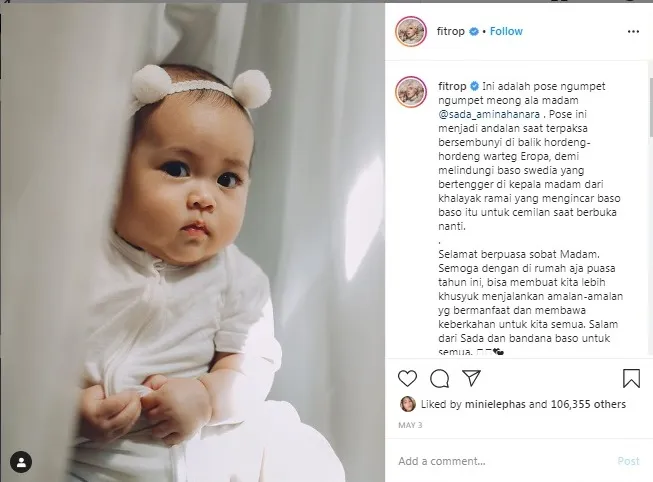 Terniat, Begini Caption Instagram Fitrop buat sang Anak. Kasih Sayang yang Dibalut dengan Tawa~ 11