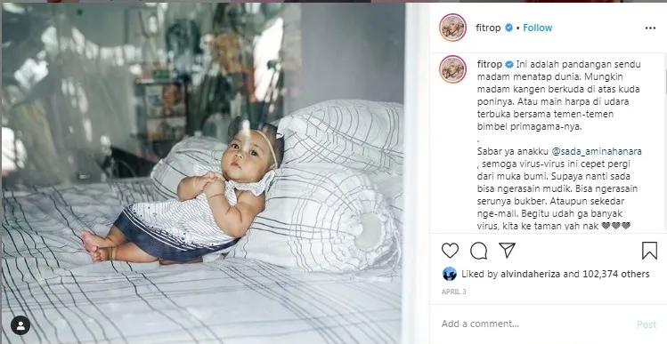 Terniat, Begini Caption Instagram Fitrop buat sang Anak. Kasih Sayang yang Dibalut dengan Tawa~ 12