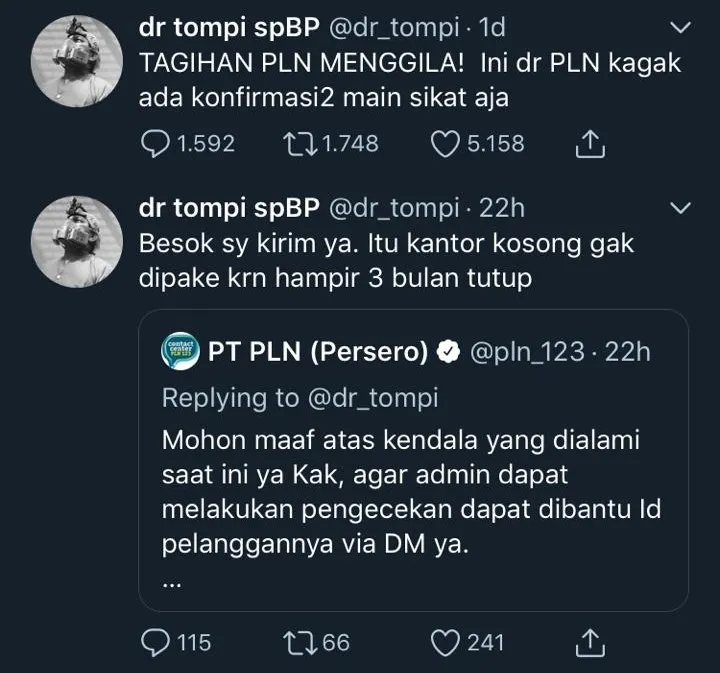Kantor Tak Dipakai tapi Tagihan Listrik Capai Rp2,1 Juta, Tompi Dapat Penjelasan Setelah Meradang 3