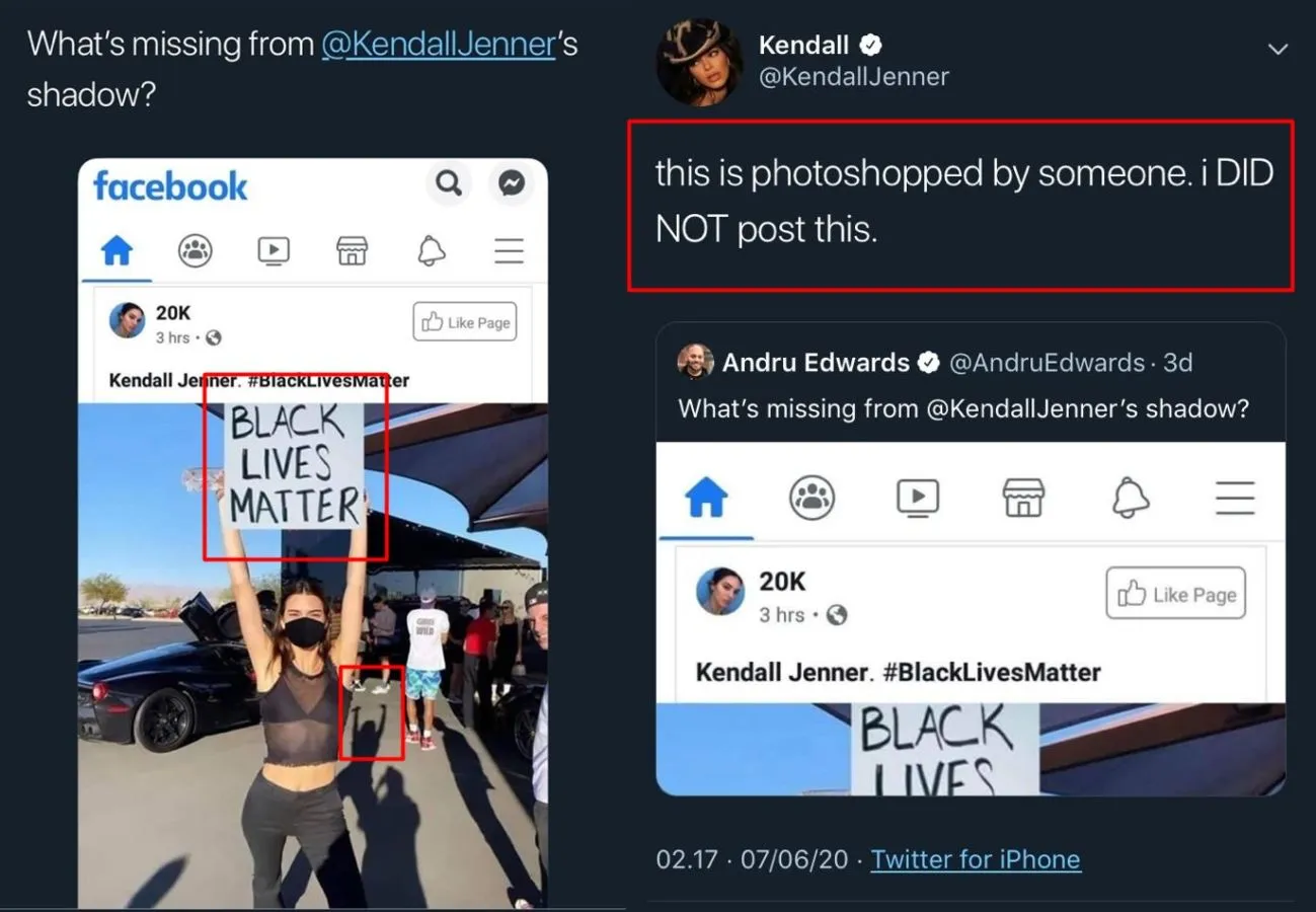 Aksi Dukung #BlackLivesMatter Kendall Jenner Ketahuan Hasil Photoshop, Begini Klarifikasinya 2