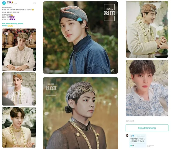 Kaget Lihat Foto Editan BTS Pakai Belangkon dan sedang Jalani Akad Nikah, Jin Bagi Komentar Kocak 4