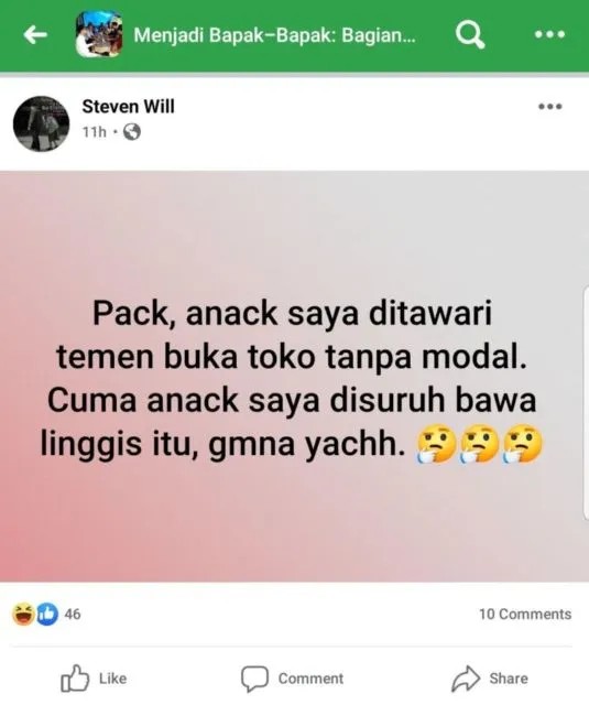 11 Status FB Kocak ala Jokes Bapak-Bapak Kompleks 20