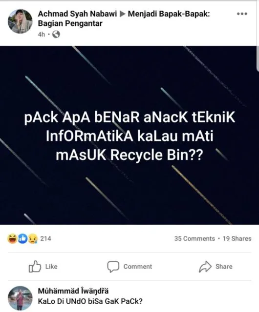 11 Status FB Kocak ala Jokes Bapak-Bapak Kompleks 19