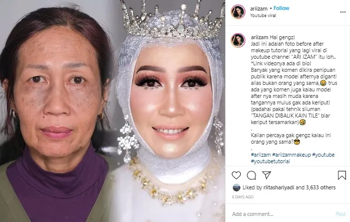 Ari Izam, MUA Viral di Instagram yang Sukses Mengubah Wajah Nenek-Nenek Menjadi ABG! 6