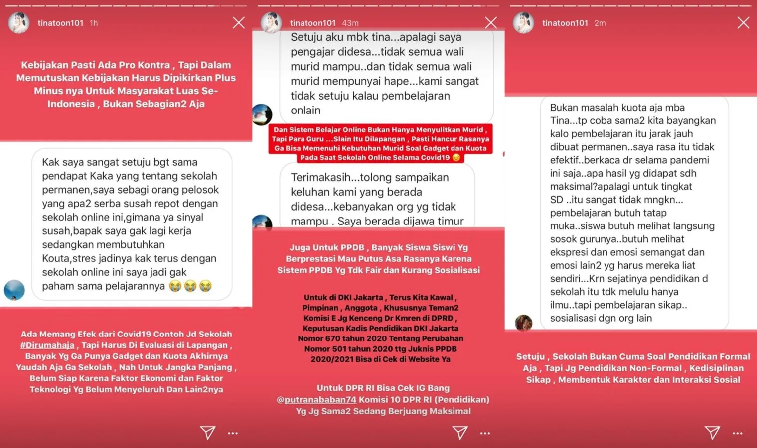 Kritik Wacana Pembelajaran Jarak Jauh Permanen, Tina Toon: Kuota Mau Dibayarin Mas Menteri? 4