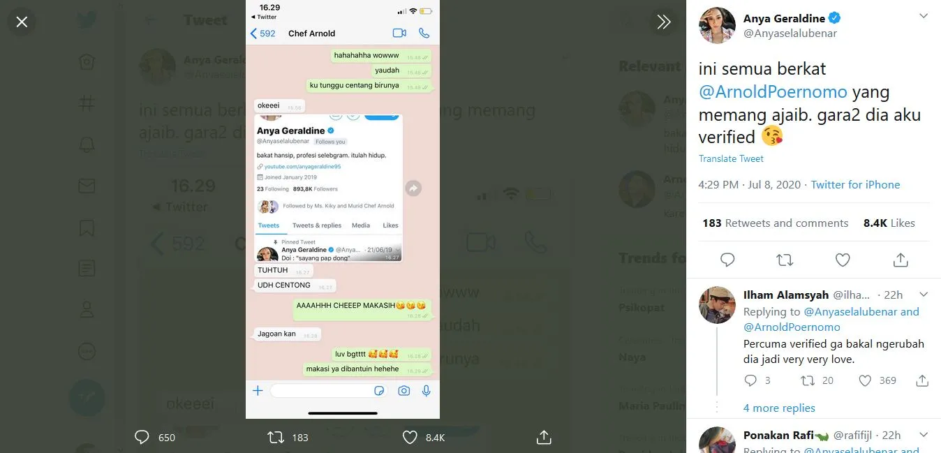 Akun Twitter Anya Geraldine Centang Biru Berkat Dirinya, Arnold Poernomo: Aku Memang Ajaib 3