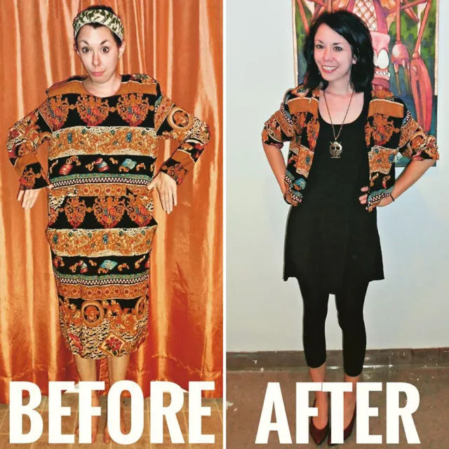 Wanita 38 Tahun Sukses Ubah Baju yang Ia Beli Bekas Jadi Super Elegan. Intip Potretnya! 14