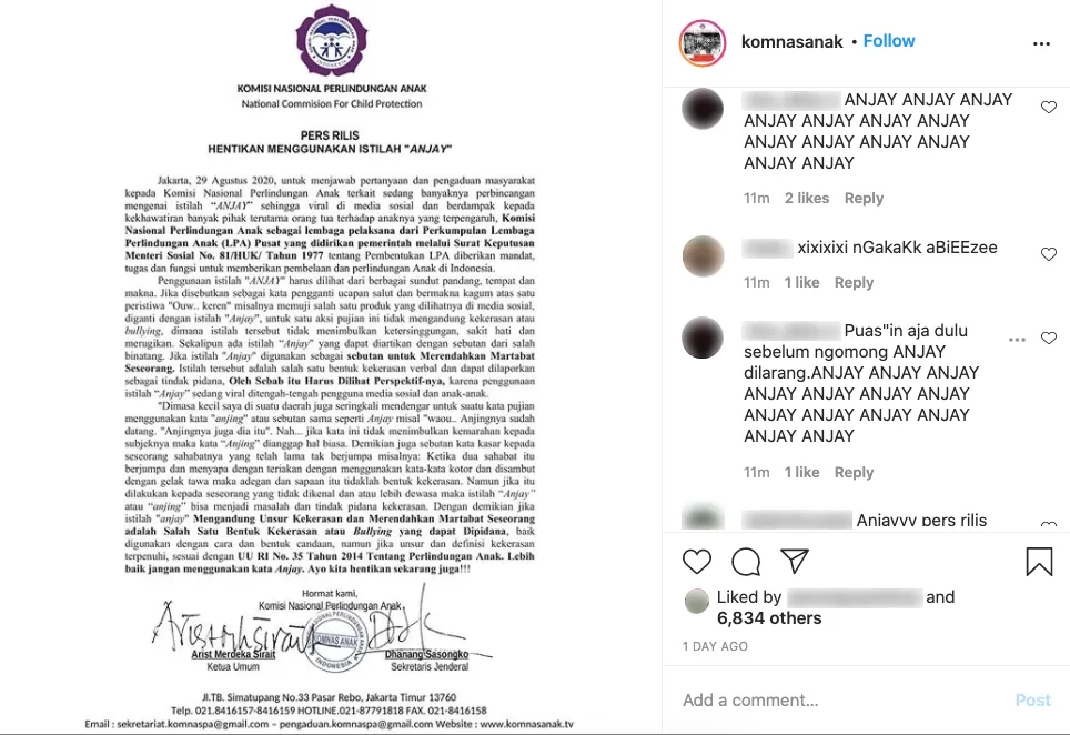 Komnas PA Larang Penggunaan Kata Anjay dan Bisa Terancam Pidana, Begini 11+ Respons Warganet. Duh~ 19