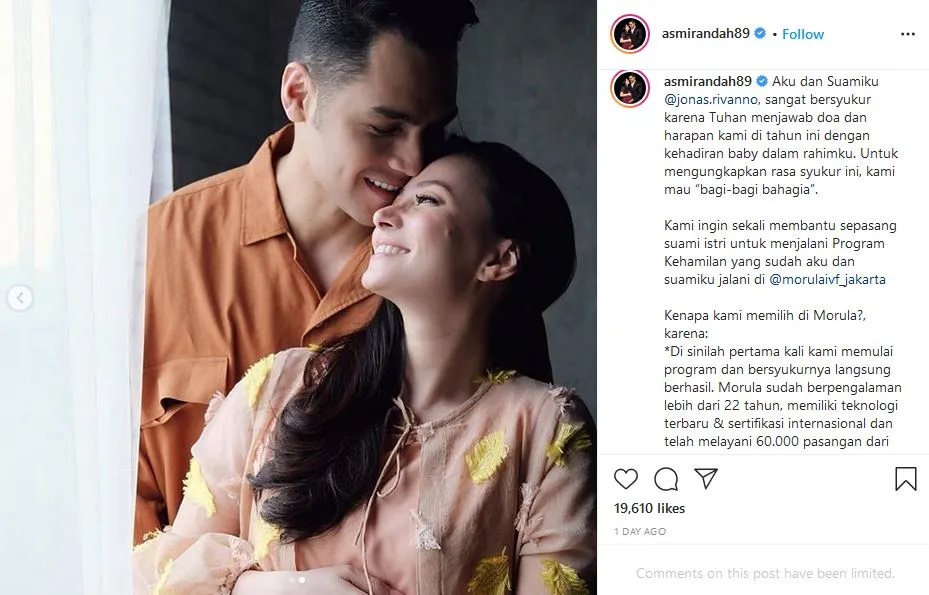 Rayakan Kehamilan Pertama, Asmirandah Bagikan Satu Program Bayi Tabung Gratis. Ini Syaratnya! 3