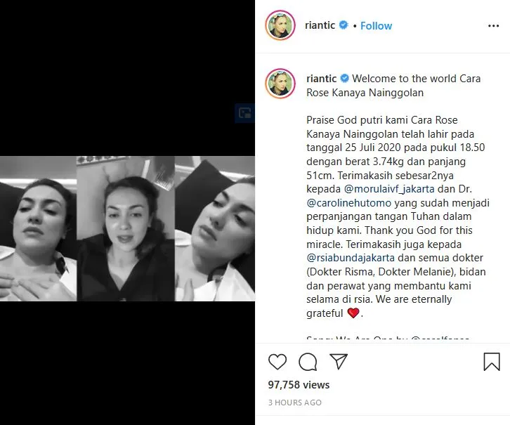 10 Tahun Menikah, Rianti Cartwright Umumkan Kelahiran Buah Hati Pertamanya. Selamat! 4