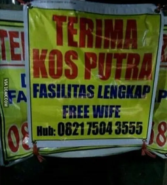 11 Papan Iklan Kos-kosan yang Absurd bin Kocak. Pemilik Rumahnya Pasti Suka Bercanda nih :D 16