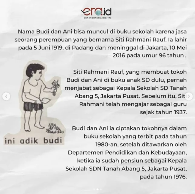 Sempat Menjadi Misteri, Ternyata ini Alasan Nama Budi dan Ani Sering Muncul di Buku SD 5