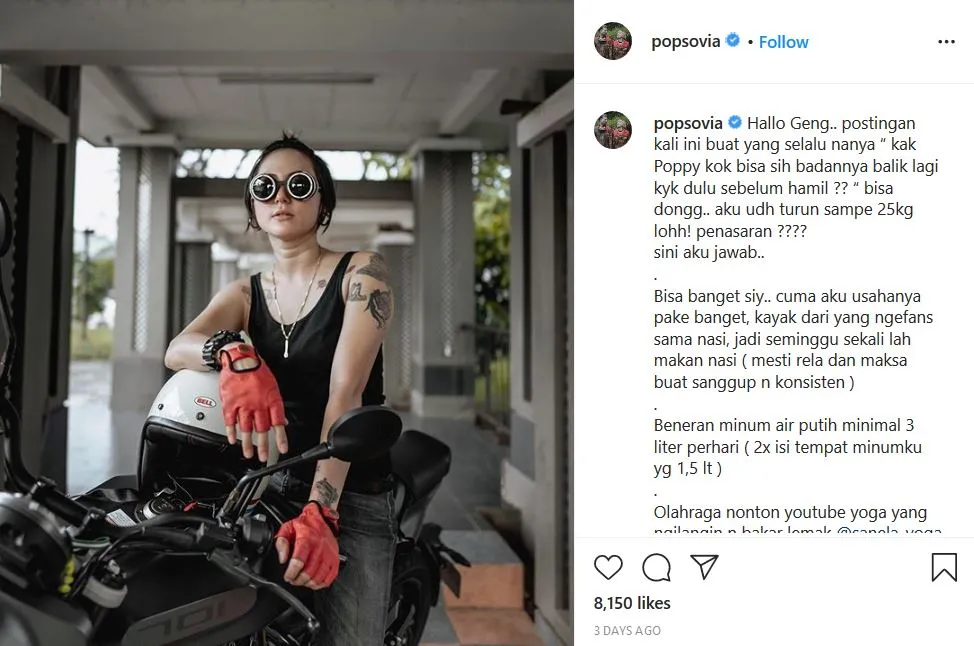 Berhasil Turunkan Berat Badan 25 Kg Pasca Melahirkan, Poppy Sovia Beberkan Rahasianya 3