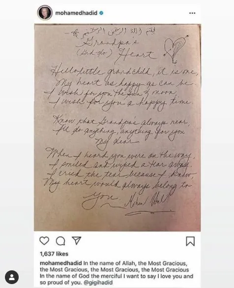 Gara-Gara Surat Manis sang Ayah untuk Calon Cucunya, Gigi Hadid Disebut Udah Lahiran 3