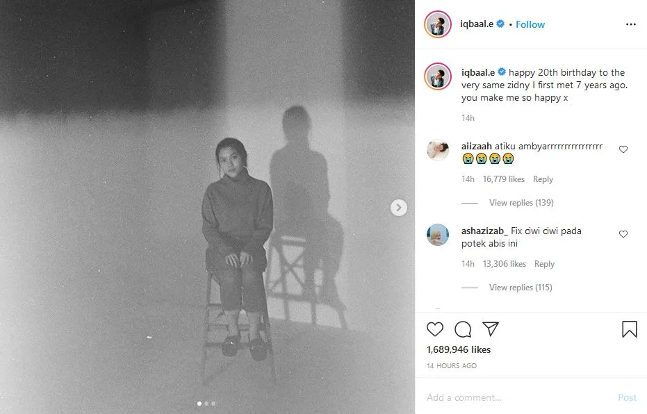 Rayakan Ulang Tahun sang Kekasih, Iqbaal Ramadhan: Kamu Tetaplah Zidny yang Aku Kenal 7 Tahun Lalu 3