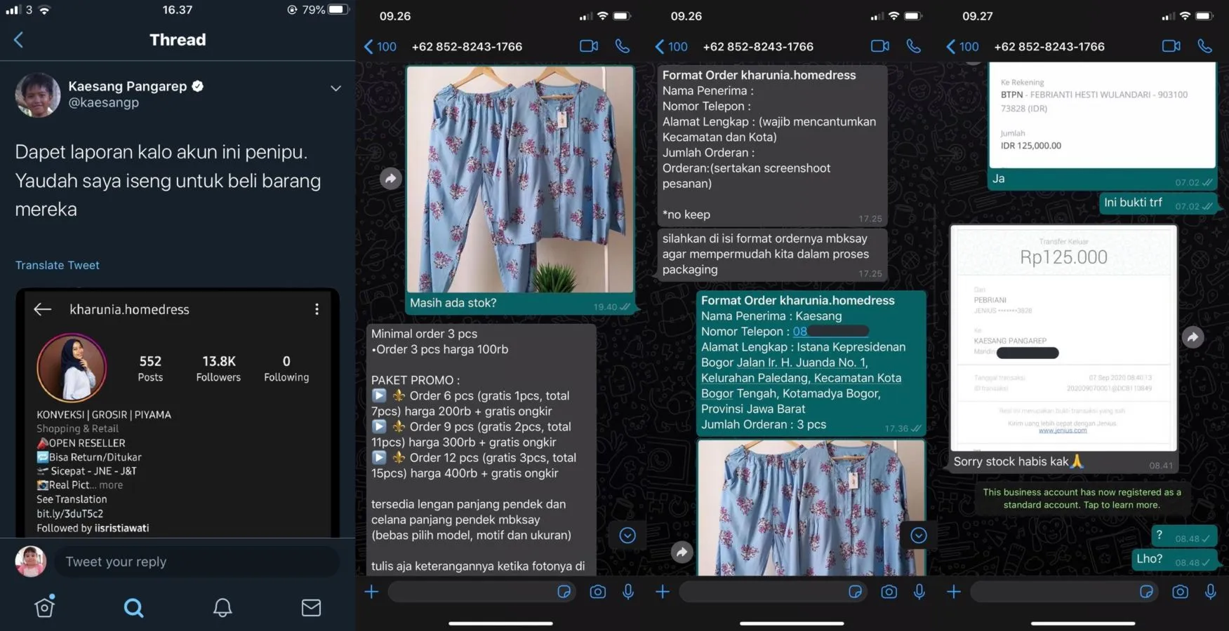 Lagi-Lagi Ngerjain Olshop Penipu, Pelaku Kembalikan Duit Pas Sadar yang Order Kaesang Pangarep 3