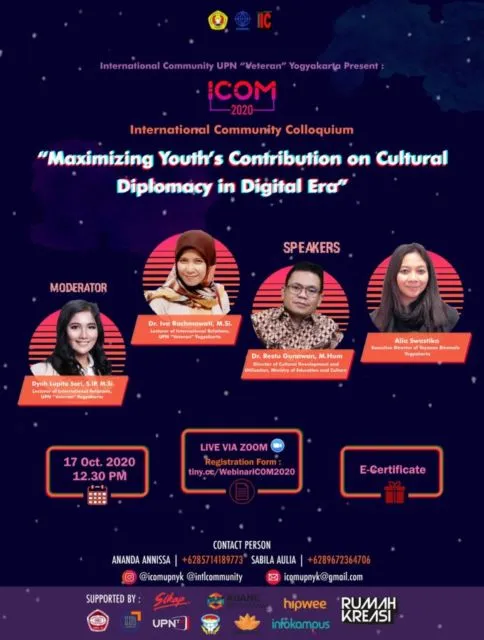 Maksimalkan Peran Pemuda dalam Diplomasi Budaya di Era Digital Melalui ICOM 2020. Daftar Sekarang! 1