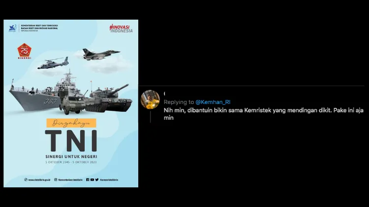 Unggah Ucapan Ulang Tahun untuk TNI, Akun Twitter Kemenhan jadi Perhatian Warganet. Kocak sih :( 19