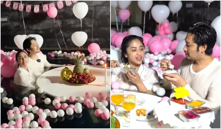 Dewi Perssik Rayakan Ulang Tahun Suami di Kolam Renang Penuh Balon. Malah Meledak Akibat Lilin! 4