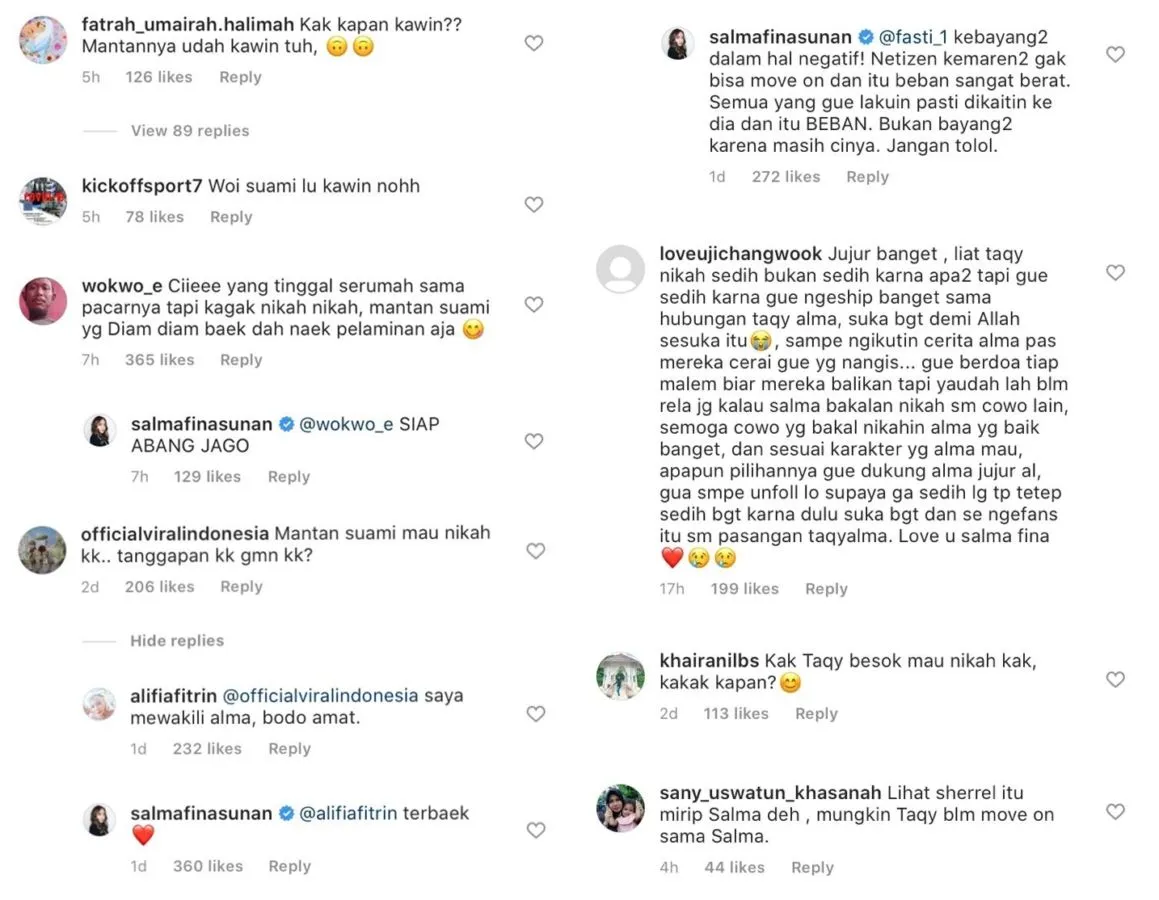 Taqy Malik Menikah Lagi, Salmafina Kesal karena Warganet Nggak Move On dari Masa Lalu Mereka 2