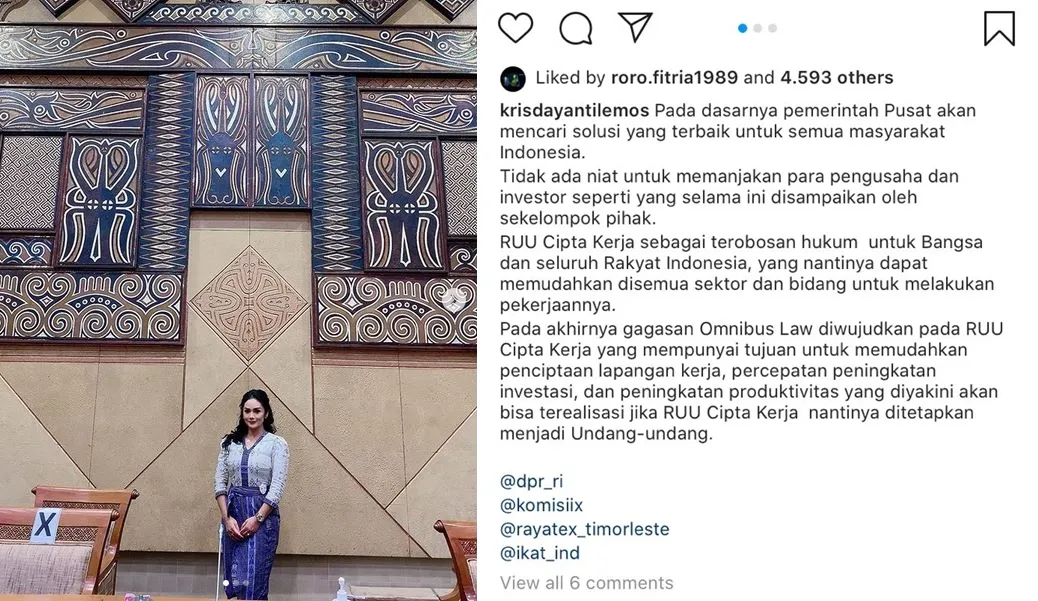 Dukung Pengesahan RUU Cipta Kerja Lewat Sebuah Postingan, Krisdayanti Tutup Kolom Komentar 3