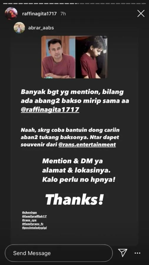Penasaran Ingin Ketemu Kembarannya, Raffi Ahmad Adakan Sayembara Nyari Tukang Bakso yang Viral 2