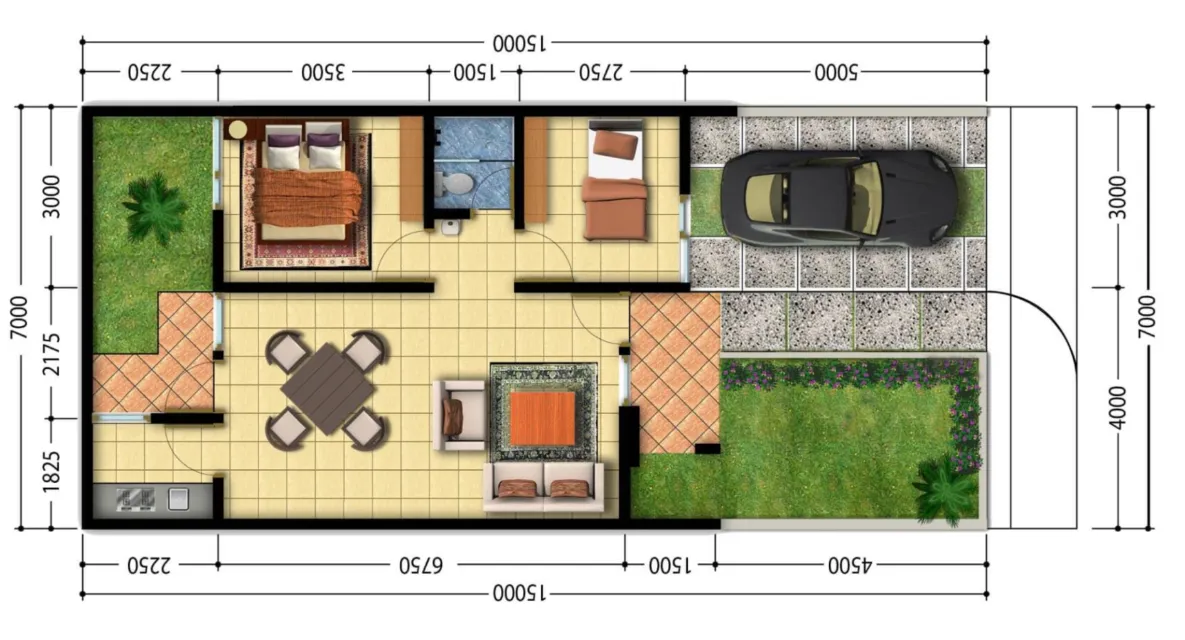 6 Desain Rumah Type 45 untuk Lajang atau yang Sudah Punya Anak. Pakai Kolam Renang Juga Bisa 8