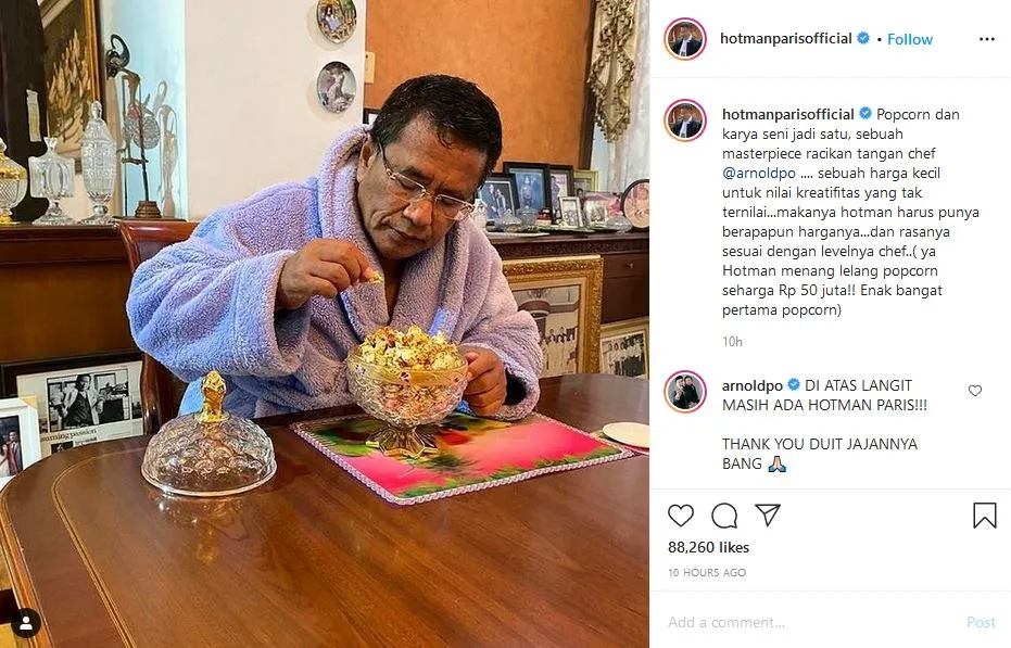 Di Atas Langit Masih Ada Hotman Paris! Cuma Dia yang Mau Beli Popcorn Emas Chef Arnold Rp50 Juta! 4