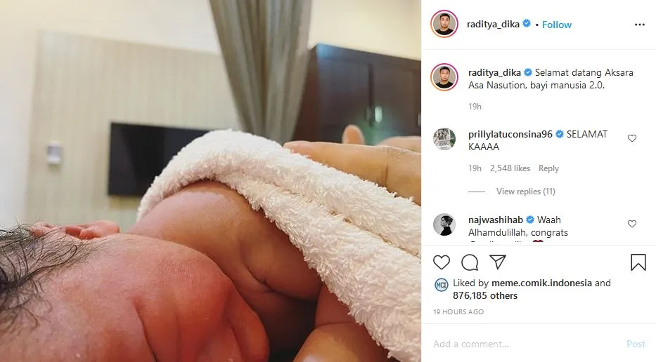 Umumkan Kelahiran Anak Kedua, Raditya Dika Nggak Menyangka Nama Anaknya Pernah Diusulkan Penggemar 3