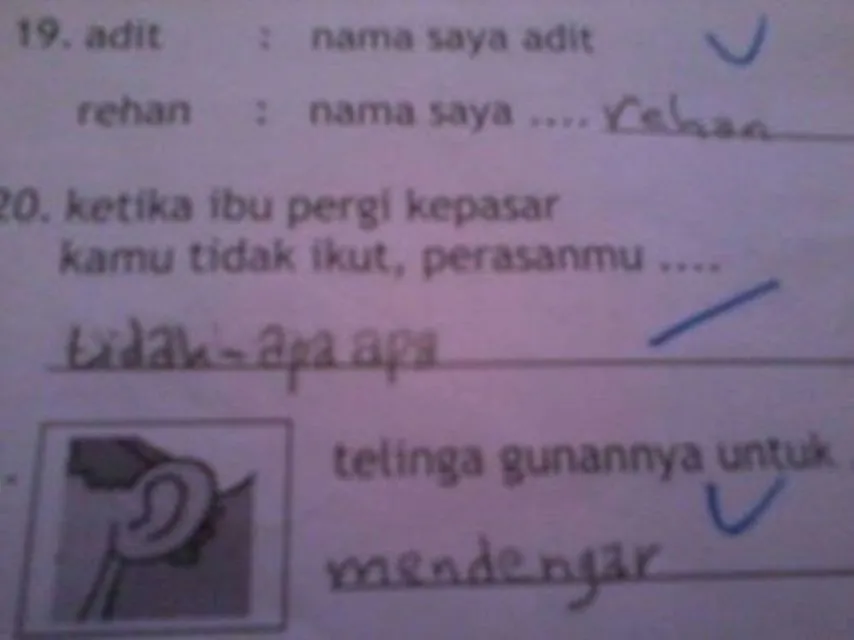 11 Jawaban Ngaco Bocah Kecil di Lembar Ujian. Ini Kira-Kira Dulu Emaknya Ngidam Apa sih? :D 20